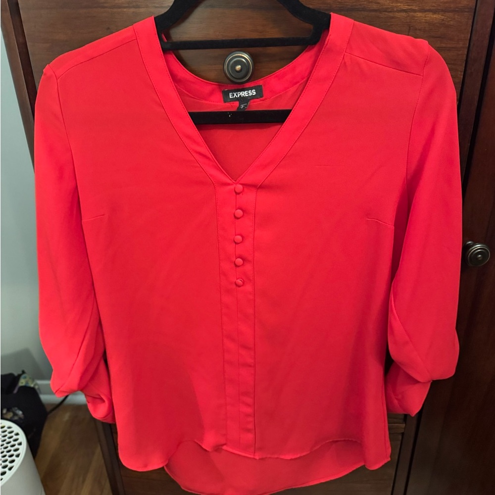 Express Red Blouse w/ 3/4 sleeves